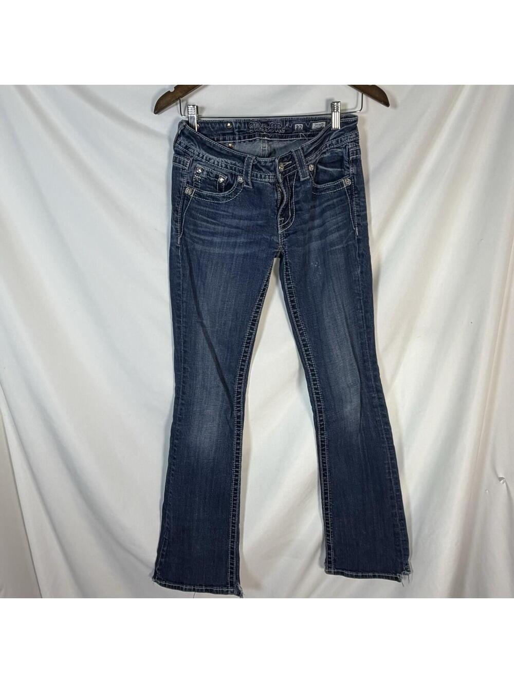 Miss Me Bootcut Jeans Size 27 JP6126B Fleur de Lis Embellished Rhinestone Bling